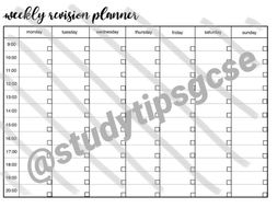 weekly revision planner teaching resources