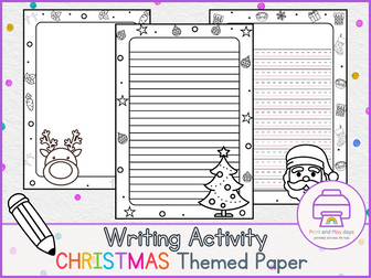Christmas bordered paper both lined and unlined pages
