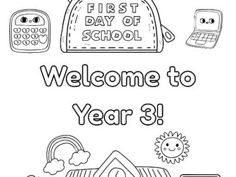 First Day of School Colouring