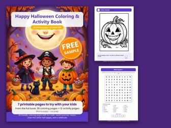 FREE Halloween Colouring Pages & Activities - Word Search, Maze