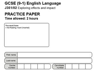 OCR GCSE English Language Practice Paper