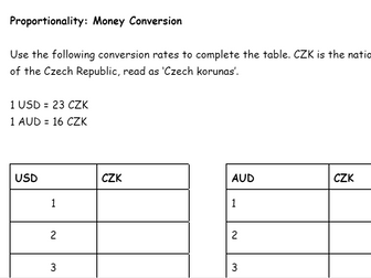 Proportionality Activity: Money Conversion
