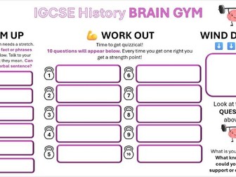 Brain Gym revision activity - IGCSE History 0977