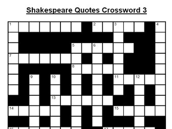 Crossword on Shakespeare Quotes 3 (+Answers)