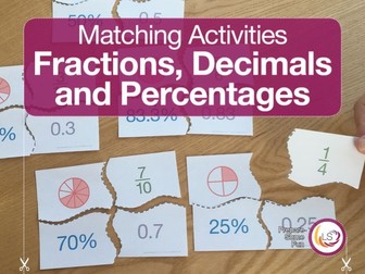 Fraction, Decimal & Percentage | Matching Activity
