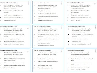 Edexcel - Crime and Punishment + Elizabeth revision cards