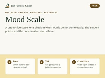 Mood scale for students: a printable 1 to 5 wellbeing check-in for secondary