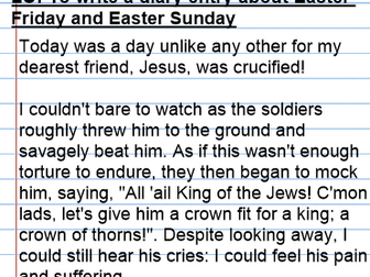 Year 6 Diary entry on the Easter story