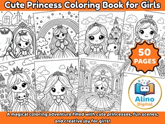 Cute Princess Coloring Book for Girls