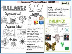 Principle Of Design Fold Out Booklet Define Principles Draw Principles Harmony Rhythm Balance Teaching Resources