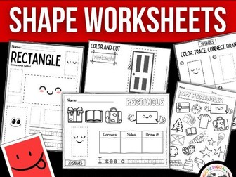 Kindergarten 2D Shapes Worksheet: RECTANGLES – Shape Sort, Shape Hunt, Math