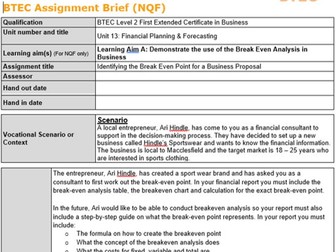 Unit 13 - Financial Planning and Forecasting Assignment Brief 1 (Level 2 Business)