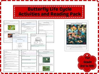 Butterfly Metamorphosis Comprehension and Activities Pack grade (3 to 9)