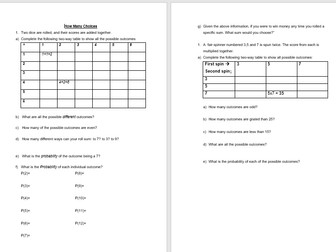 Combined Events Worksheet