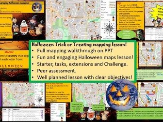 Geography Halloween mapping lesson! KS3 or KS4! Trick or Treat! Halloween mapping maths lesson!