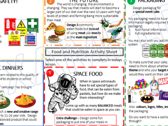 Cover Activity Sheet-Food and Nutrition