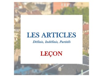 LESSON - FRENCH ARTICLES (DEFINITE, INDEFINITE, PARTITIVE)