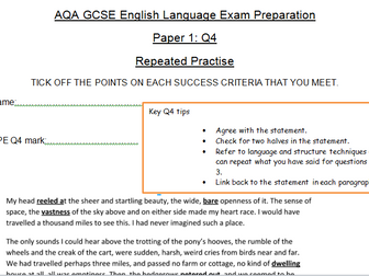 AQA GCSE English Language Paper 1 Booklets: Repeated Practise