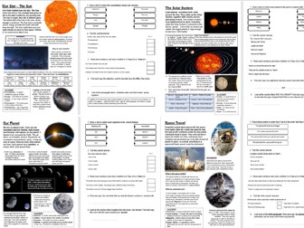 Space Bundle - x4 KS2 Primary Reading Comprehension National Test Style Sample Questions Pack