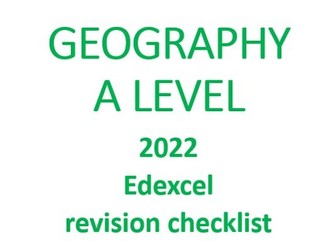 Geography A Level Edexcel 2022 checklist
