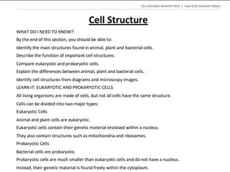 AQA GCSE Biology Cell Biology: Revision Workbook