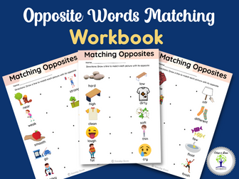Opposite Words Matching Worksheets for Preschoolers