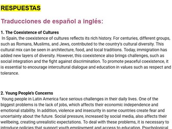 Spanish A Level Translation Practice + Answers