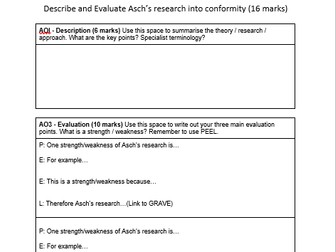 AQA Psychology Paper 1 Essay templates