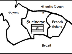 Download SURINAME - Printable handout with map and flag to color by tspeelman | Teaching Resources