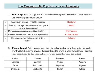 A Level Spanish - Cantantes y Músicos