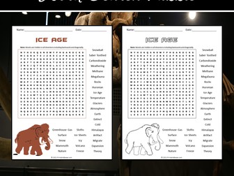 Ice Age Word Search Puzzle