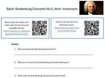 Bach: Brandenburg concerto No.5, third movement - Questions & Answers Pack