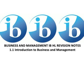 Introduction to Business Management IB Revision notes