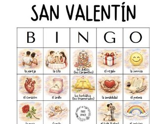 French Valentine's Day Bingo Game • 36 Words  • 50 Illustrated Cards