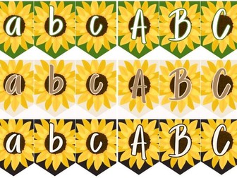 Sunflower Banner/Bunting with all alphabet letters - 3 colour schemes