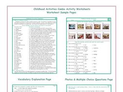 Childhood Activities Combo Activity Worksheets