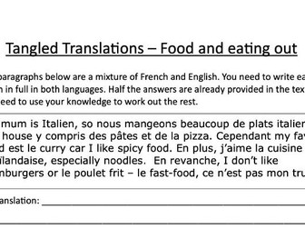 Tangled Translation - food and eating out