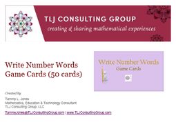 Write Number Words Game Cards (50 cards)