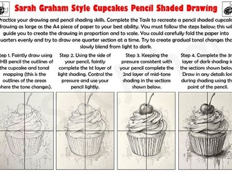 Sarah Graham Style Cupcakes Pencil Shaded Drawing