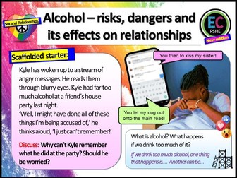 Alcohol, dangers, risks and relationships PSHE