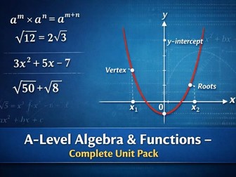 AQA A-Level Maths Year 12 Algebra & Functions Complete Unit Pack (Lessons, Worksheets, Assessment...