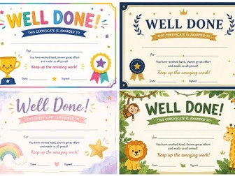Well Done Certificate/Award
