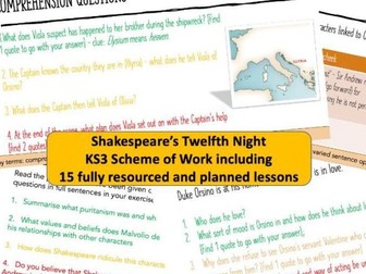 Shakespeare Twelfth Night PPT KS3 SoW