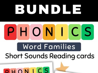 Phonics. Word Families Short a, o, u, e, i Sounds Reading cards.