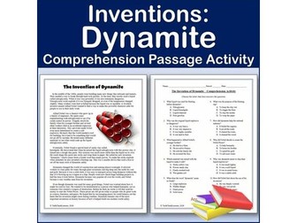 Inventions: Dynamite - Reading Comp Passage & Activity | Editable