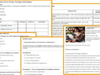WJEC, GCSE Writing: Unit 3 - Writing Frames