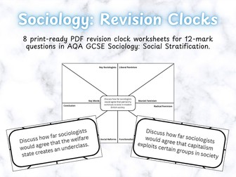 Sociology Social Stratification 12 Marker Revision Clocks - AQA GCSE