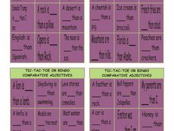 Comparative Adjectives Tic-Tac-Toe or Bingo
