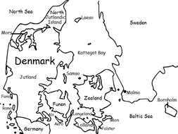 DENMARK - Printable handout with map and flag | Teaching Resources