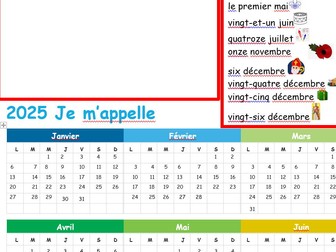 French language calendar editable